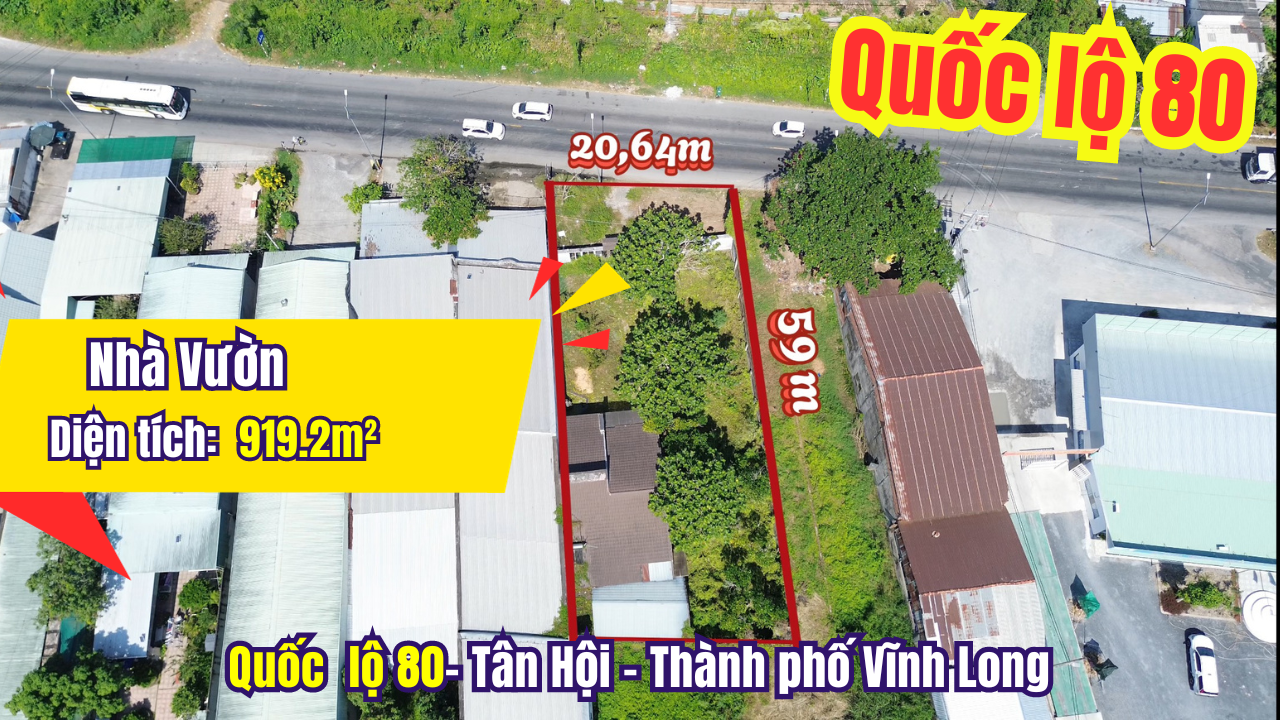 Nhà Vườn 919.2m², Mặt Tiền QL80, Gần Cao Tốc - Vĩnh Long